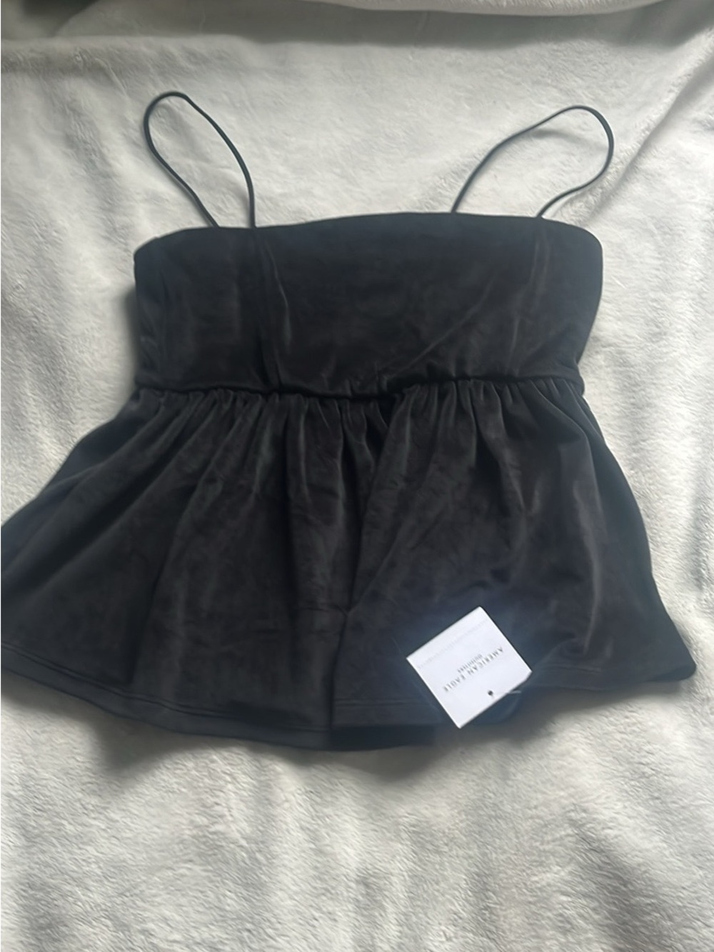 American Eagle Outfitters Black Velvet Peplum Cami